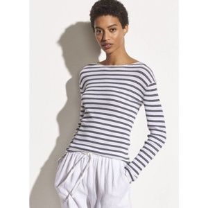 Vince striped ribbed boat neck sweater top M